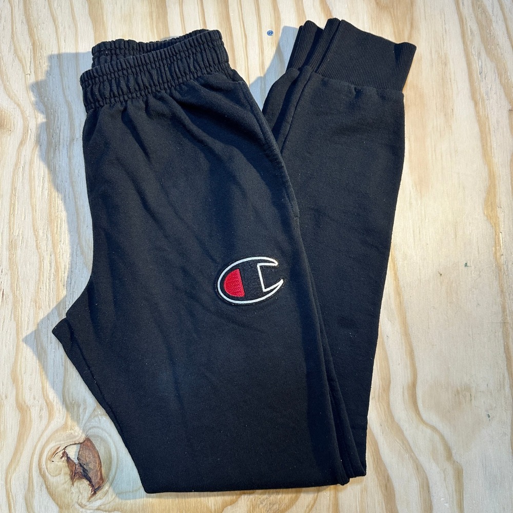 Champion Mens Black Fleece Joggers Sweatpants Size S Embroidered Logo C Logo